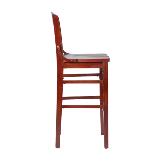 Emma and Oliver School House Back Wooden Restaurant Dining Barstool Mahogany {6}