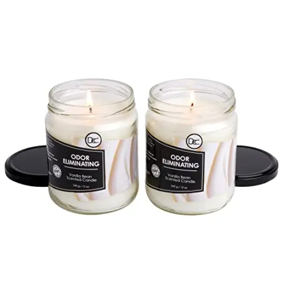 2 Pieces Vanilla Two Pack Odor Eliminating Highly Fragranced Candle - Eliminates 95% of Pet, Smoke, Food, and Other Smells Quickly - Up to 80 Hour Burn time - 12 Ounce Premium Soy Blend {1}
