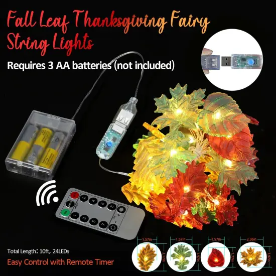 Fall Leaf Lights Thanksgiving Fairy String Lights {3}