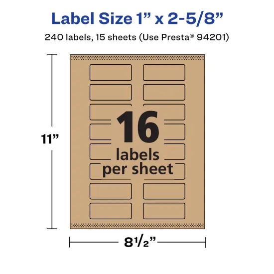 Avery Kraft Brown Rectangle Labels with Sure Feed, 1" x 2-5/8" {5}