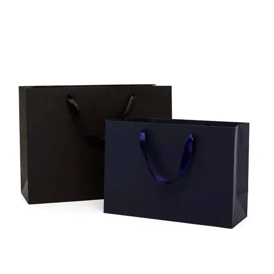 Vibrant Kraft Euro Tote 13" x 5" x 9" with Satin Handles Black {2}