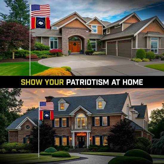 G128 Combo Pack: 20 Ft Telescoping Aluminum Flagpole (Silver) & American and Mississippi Magnolia Flags 3x5 Ft, Both ToughWeave Series Embroidered Polyester | Pole with Flags Included {4}