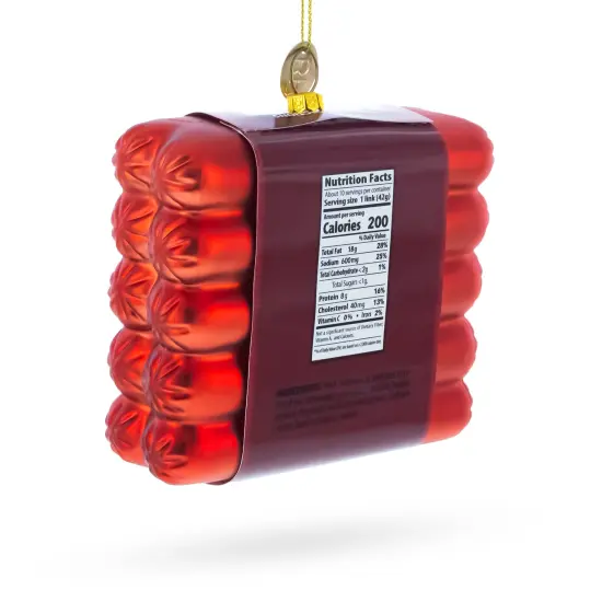 Smoked Bratwurst Box Glass Christmas Ornament {3}