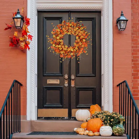 24'' Autumn Harvest Fall Wreath {3}