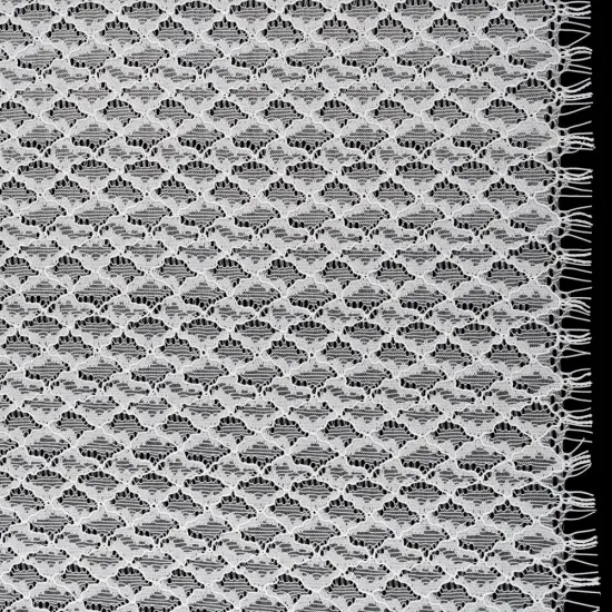 1 Yard Ivory Corded Lace Fabric Diamond Lattice Finished Eyelash Edges Sheer 50 Inch Width {1}