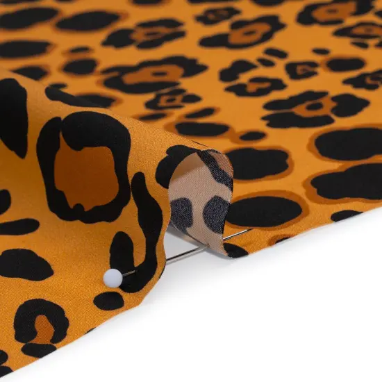 1 Yard Tan Silk Charmeuse Print Animal Spots Made in Italy Width 53" {2}