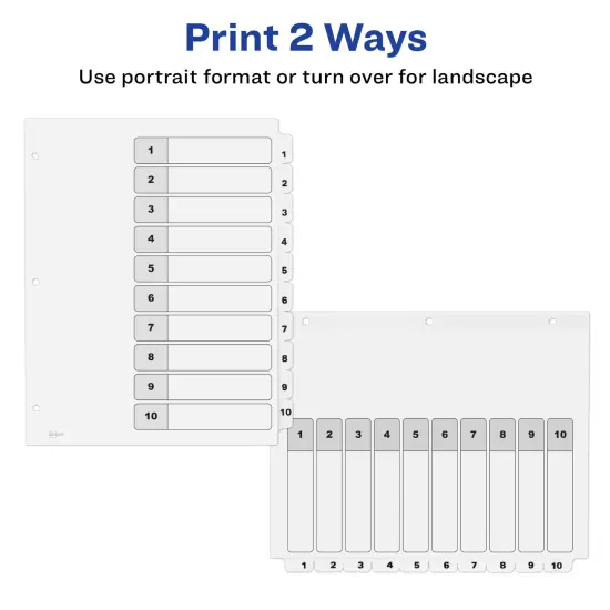 Avery Dividers for 3 Ring Binders, 10 Tabs per Set, Customizable Table of Contents, Classic White Tabs (6 Sets of 11823) {3}