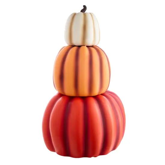 3‑Piece Fall Pumpkin Stack &ndash; Multi‑Color Resin D&eacute;cor, 26&Prime; Tall {1}