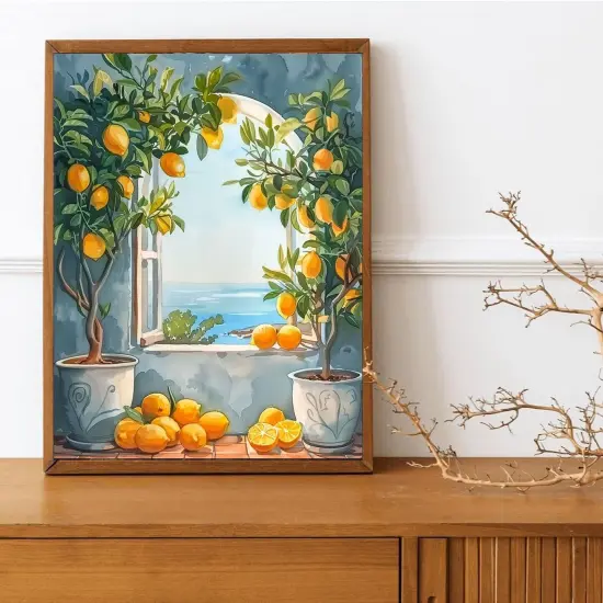 Two Lemon Trees Paint by Number for Adults Beginner Window View of the Sea Paint by Numbers on Canvas Fashion Decor Paint by Numbers Kits Suitable for Gift Home Decoration Without Frame {3}