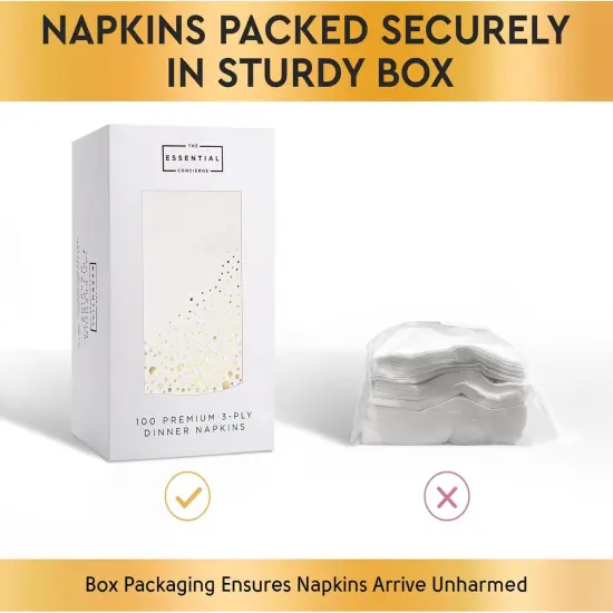 Stylish Gold Dinner Napkins, 100 Pack of White and Gold Napkins, Disposable 7.5 x 4.25 Inch Gold Napkins for Party, Gold Party Napkins, Disposable Dinner Napkins, Wedding Napkins, Gold Paper Napkins {2}