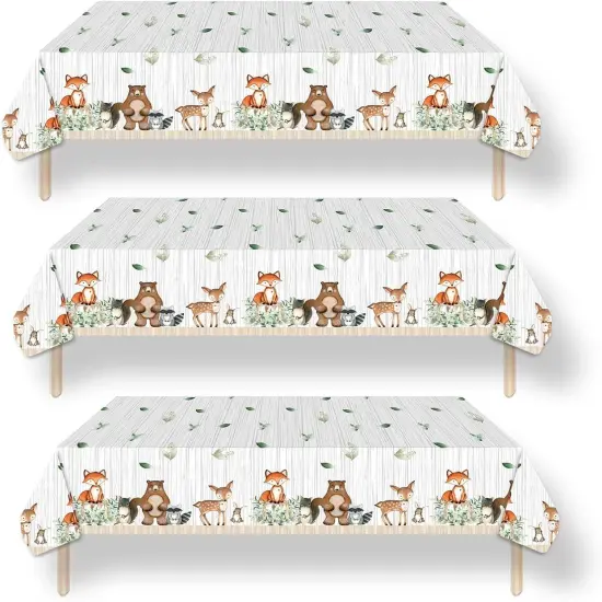 3ct Woodland Plastic Tablecloth Creatures Fox {1}