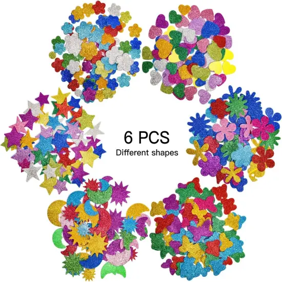 [6 Pack] Glitter Foam Letter Stickers Foam Stars Heart Self {4}