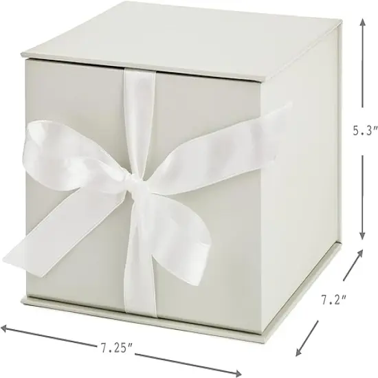 Medium Gift Box with Lid and Shredded Paper Fill (Grey White 7 inch Box) for Weddings, Bridal Showers, Graduations, Birthdays, Bridesmaids Gifts, All Occasion {3}