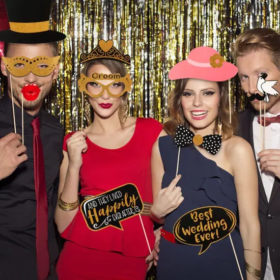 60Pcs Wedding Photo Booth Props, Wedding Props for Photos Bachelorette Props Photo Booth Wedding Booth Photo Props for Wedding Shower Party Decorations {4}