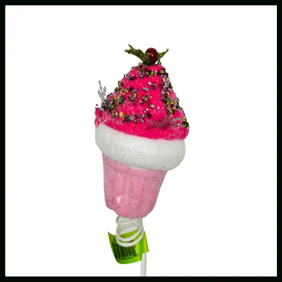 Small Pink Christmas Cupcake Pick - Sweet Holiday Delight-84259 {2}