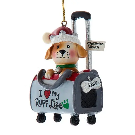 Dog in a Travel Bag Ornament - {1}