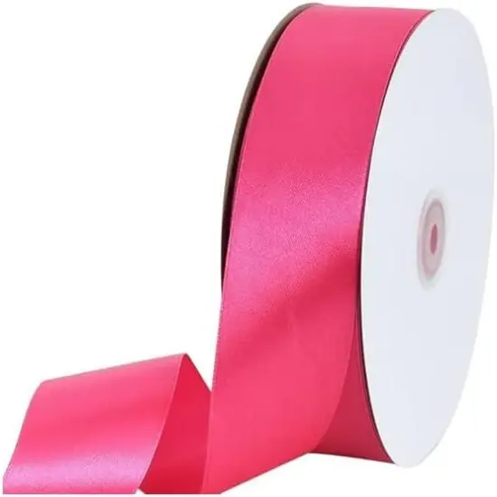 1-1/2 Inch (40mm) x 100 Yard Shocking Pink Wide Satin Ribbon Solid Fabric Ribbon for Gift Wrapping Chair Sash Valentine's Day Wedding Birthday Party Decoration Hair Floral Craft Sewing {2}
