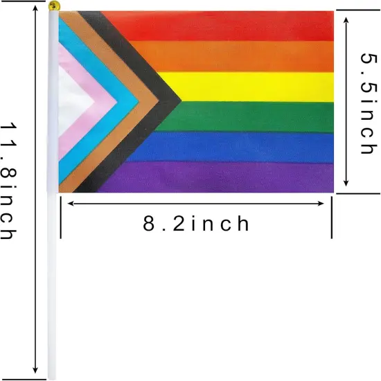 50 Pack Progress Rainbow Pride Small Mini Hand Held Stick Flag,USA American Rainbow Flag,Progress Party Decorations Supplies For Parades. {3}