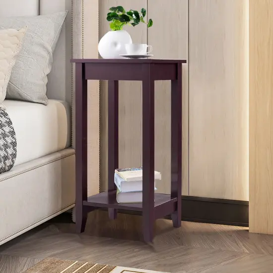Costway Tall End Table Coffee Stand Night Side Nightstand Accent Furniture {2}