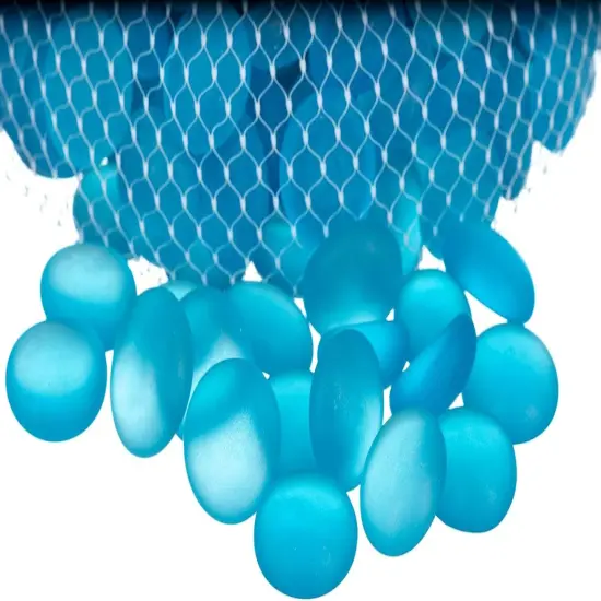 Flat Marbles Vase Filler - 3 Lb (315 pcs) Aqua Glass Pebbles for Vases - Clear Glass Stones for Vases - Flat Glass Marble for craft and Home d&eacute;cor - Aquarium Glass Marble filler {5}