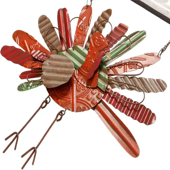 Vintage Metal Thanksgiving Turkey Wall Hanging Decoration {3}