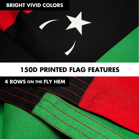 G128 Combo Pack: 6 Ft Twist Free Aluminum Spinning Flagpole (White) & Libya Flag | 3x5 Ft | LiteWeave Pro Series Printed 150D Polyester | Pole with Flag Included {5}