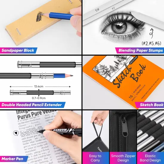 81 Pack Art Supplies for Adults Kids, Pro Art Kit Drawing Pencils Set, Drawing Supplies Sketch Book, Sketching Pencils Kits, Graphite Pencils, Charcoal Pencils, Watercolor Metallic Sketch Art Pencils {2}