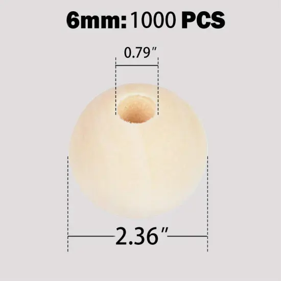 1000pcs 6MM Wood Beads Natural Unfinished Round Wooden Loose Beads {2}
