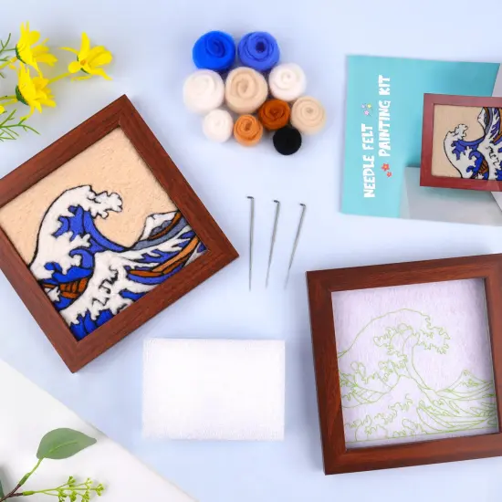 Needle Felting Kit for Beginners - Wool Felt Painting Gifts for Girls Kids Adults, The Great Wave&hellip; {2}