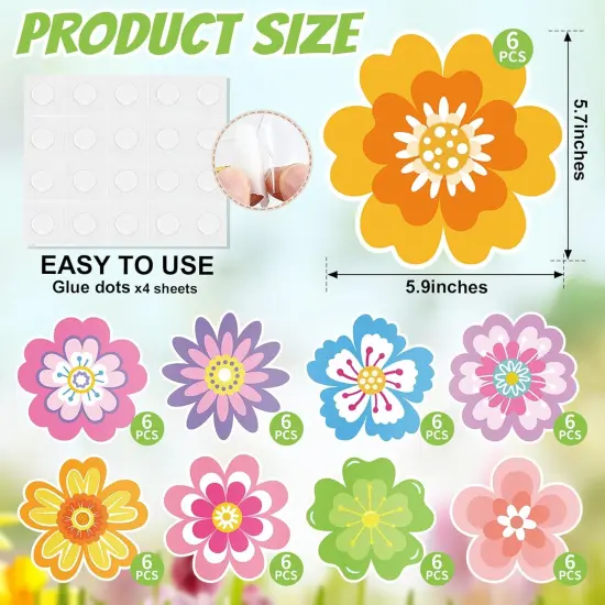 54 Pcs Spring Flower Cut-Outs Double Printed Paper Flower Decor for Spring Bulletin Board Classroom Decoration (Flower 54) {6}