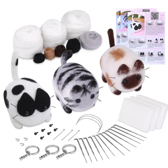 Needle Felting Kit,3 Pieces Making Wool Needle Felting Starter Kit with Instruction,Felting Foam Mat and DIY Needle Felting Supply for DIY Craft Animal Home Decoration {1}