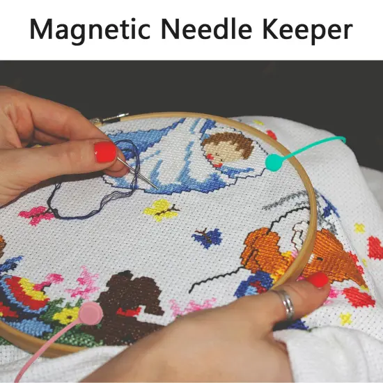 4 pcs Needle Minders Magnetic Cross Stitch Fabric Clips, Macron Color Magnetic Needle Minder, Perfect Cross-Stitch Embroidery and Needlework Accessories, Ideal Gift for Craft Enthusiasts {4}