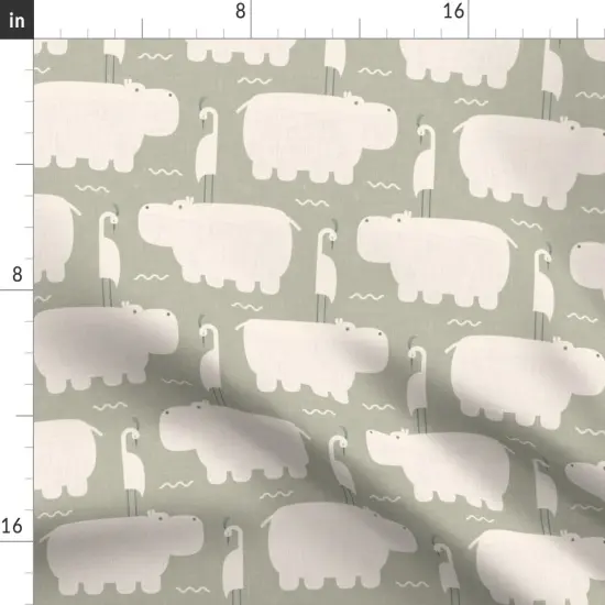 Various Fabrics by the Yard or Fat Quarter Whimsical Animals Geometric Nursery Baby Lake Water Hippo Zoo Shower Green Sage Crosshatch Custom Printed Fabric by Spoonflower {2}