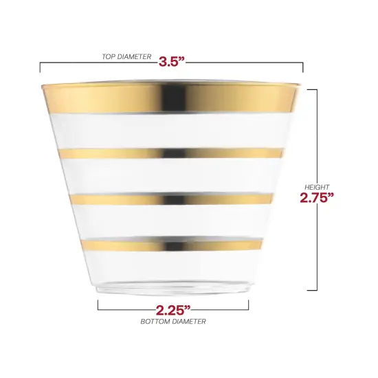 Clear with Gold Stripes Round Disposable Plastic Party Cups - 9 oz. (240 Cups) {3}