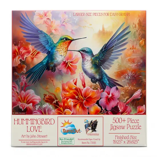 Sunsout Hummingbird Love 500 pc Large Pieces Jigsaw Puzzle 77015 {4}