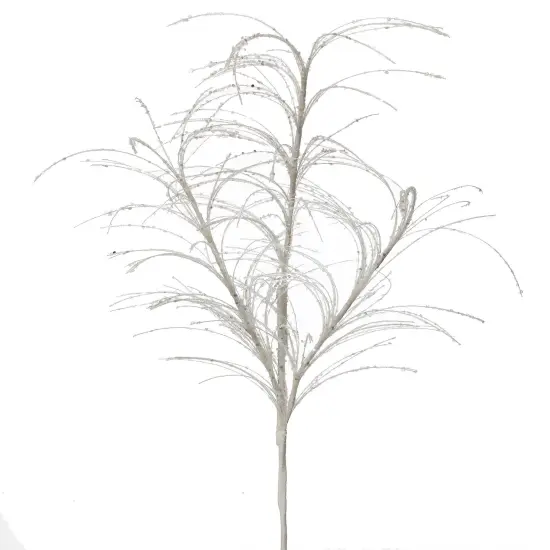 34" White Glitter/Sequin Pampas Grass Spray &ndash; Elegant Christmas Floral Pick {1}