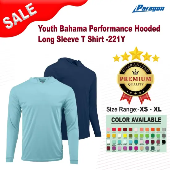 Paragon&reg; Youth Bahama Performance Hooded Long Sleeve T Shirt White {2}