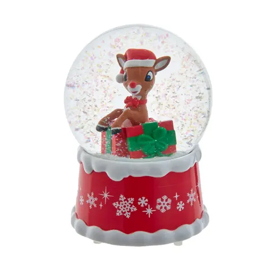 Kurt Adler 100MM Rudolph In Present Water Globe {1}