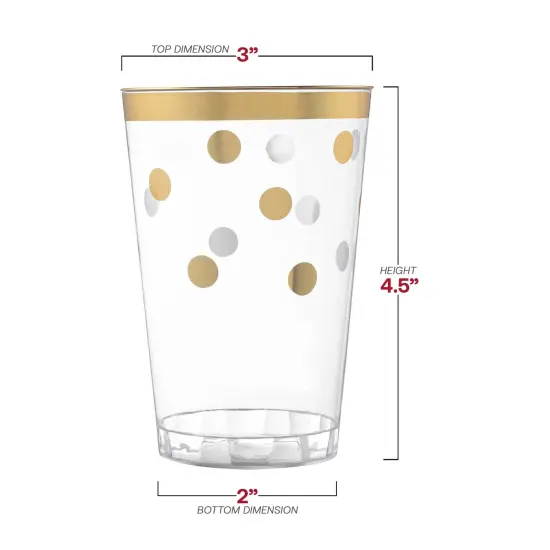 Clear with Gold Dots Round Disposable Plastic Tumblers - 12 oz. (240 Cups) {3}
