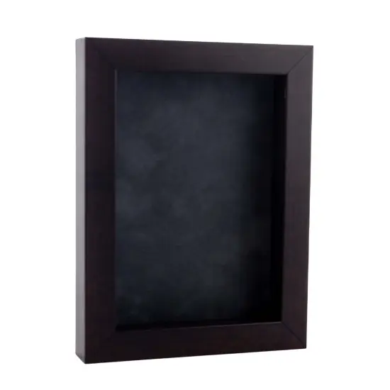 Rich Dark Brown Wood Shadow Box Frame with Acrylic Front - Dark Grey Suede Backing, 30 Sizes {2}
