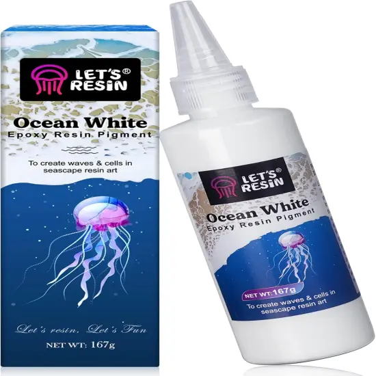 LET'S RESIN Ocean White Epoxy Resin Pigment 167g/5.89oz, High Concentrated Pigment Paste for Epoxy Resin & UV Resin, UV Resistant Opaque Pigment for Creates Cells & Lacing, 3D Flower Resin Coasters {1}