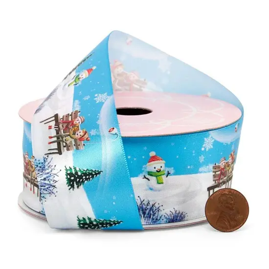 Christmas Scene Satin Ribbon 1 1/2 '' x 25 Yards {1}