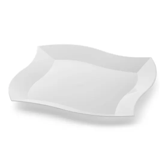 White Wave Plastic Dinner Plates - 10" (120 Plates) {1}