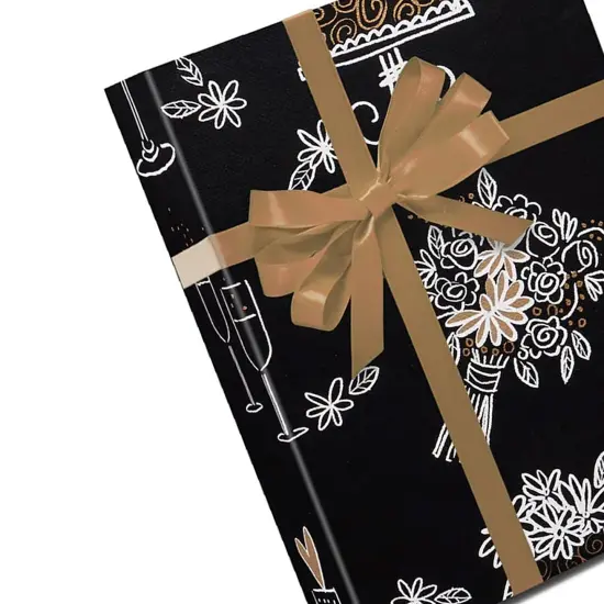 Clearance Wrapping Paper Black / Gold Lucky Day 30 ''x100 ' {4}