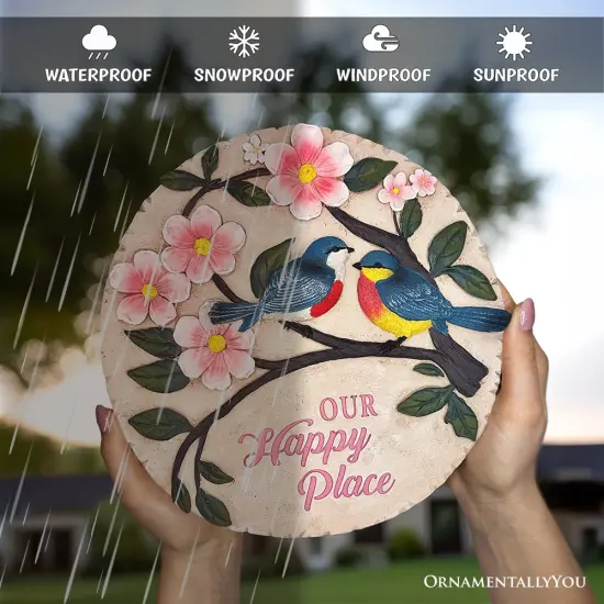 Blossoming Songbirds Positivity Stepping Stone, 9.5" Happiness Garden Decoration and Support Gift {4}