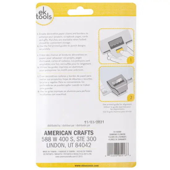 EK Large Edge Punch-Diamond Flowers, 1.25"X2.5" {3}