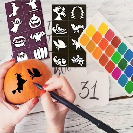 128 Piece Face & Body Paint Stencils(	multicolor) {4}