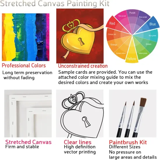 2 Pack Paint and Sip Canvas Painting Kit - 8x10 (Lock Key) {2}