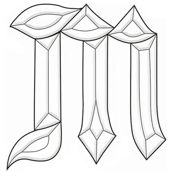 6" x 5-1/2" Exquisite Clear Glass Letter M Bevel Cluster BLM {1}