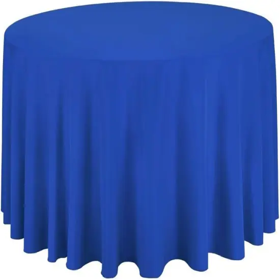 Professional 120&rdquo; Round Royal Blue Tablecloth &ndash; Seamless Polyester for Banquets & Celebrations {1}